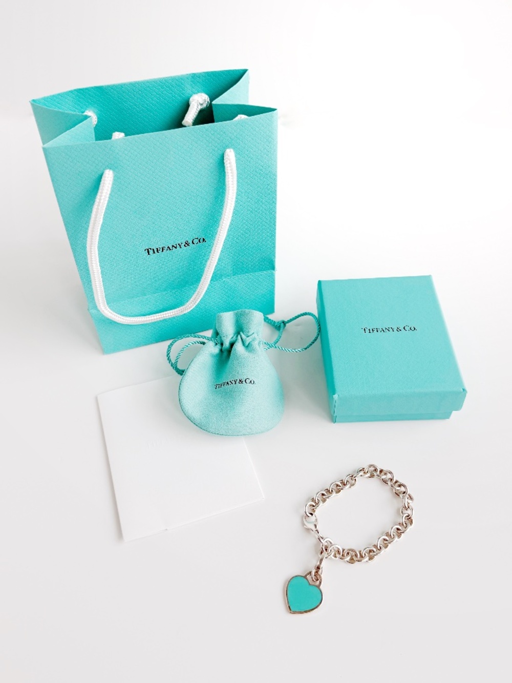 Tiffany & Co. Return to Tiffany Blue Enamel Heart Tag Sterling Silver Bracelet w